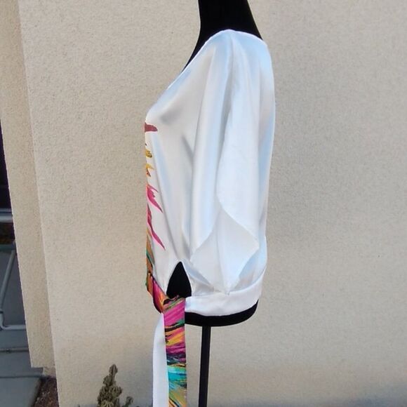 Heart Soul Women's Satin Floral Blouse size small Multicolor Artsy - Picture 5 of 10